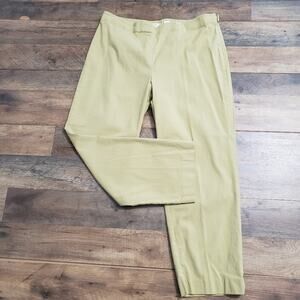 J. Jill Genuine Fit At Waist Green Cropped Capri Flat Front Cotton Pants 14
